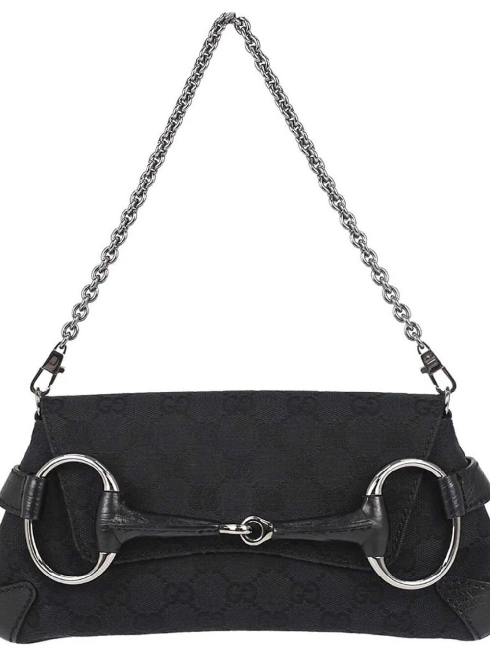 Gucci Black GG Canvas Horsebit Handbag 114923 213317 197507